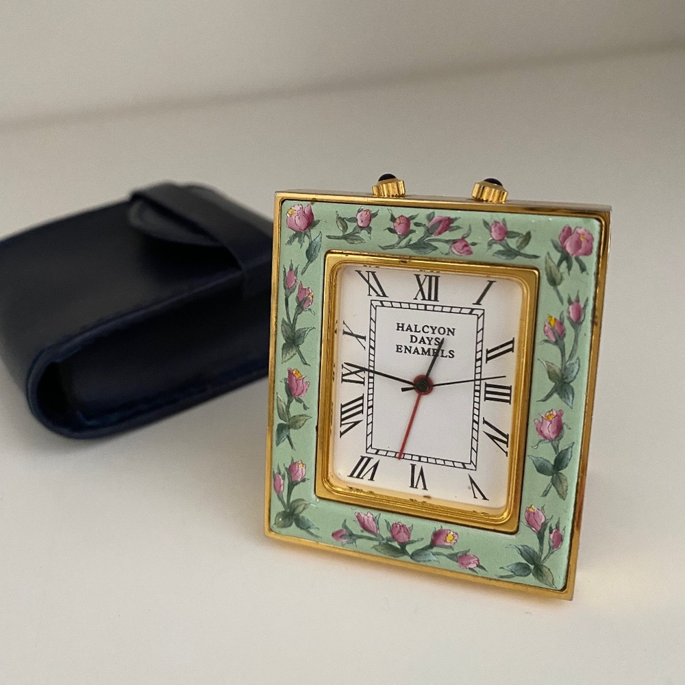 Halcyon Days Enamel Travel Alarm Clock